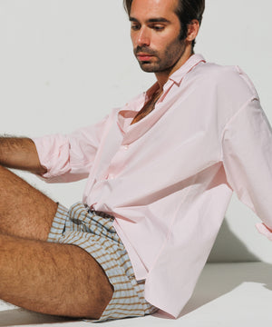 Cotton Boxer Shorts Paris Blue Check