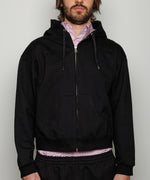 Full Zip-up Hoodie | Black x Pink Stripes