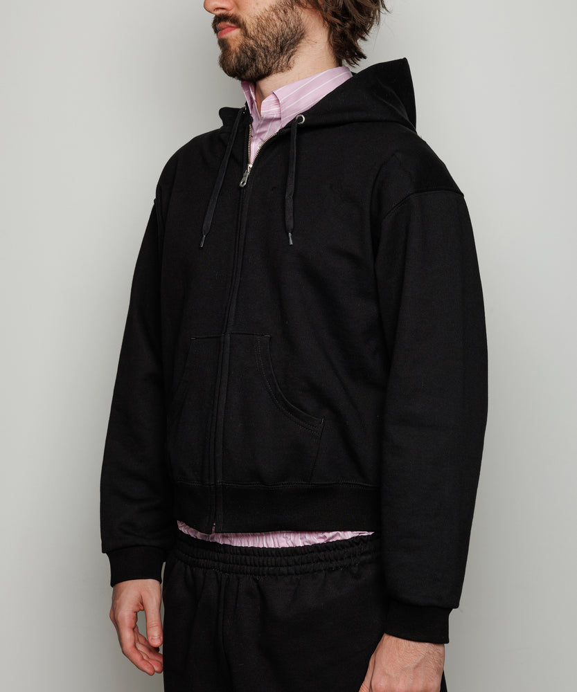 Full Zip-up Hoodie | Black x Pink Stripes