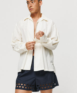 Two Steps Hearts Lace Shorts - Midnight Navy
