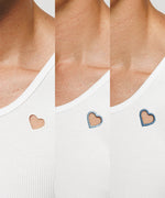 One Point Heart Cotton Rib Tank Top - 3 Pack