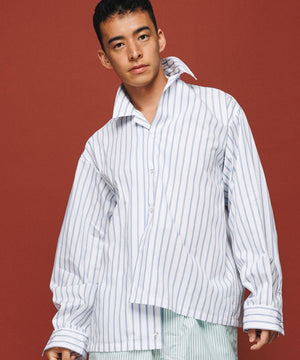 White Stripe Long Sleeve Shirt - Mykonos Cloud