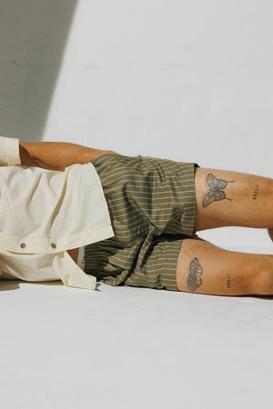 【Pre-order item】Boxer Shorts Khaki - Pinstripe in White