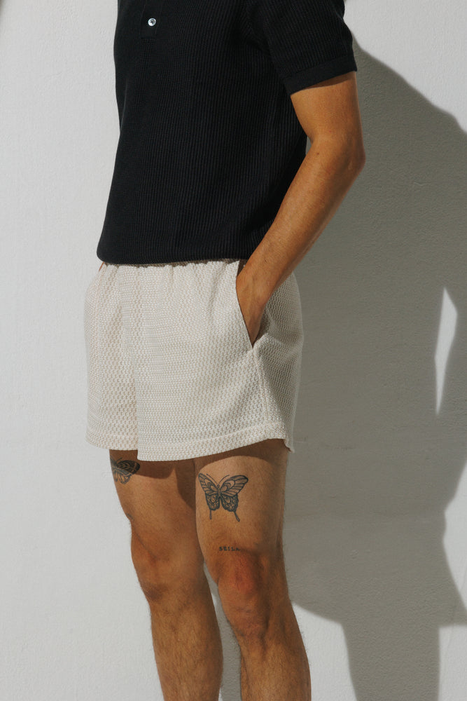 White Summer Knit Shorts