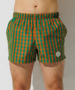 【Pre-order item】Checkered Swim Shorts - Green x Brick
