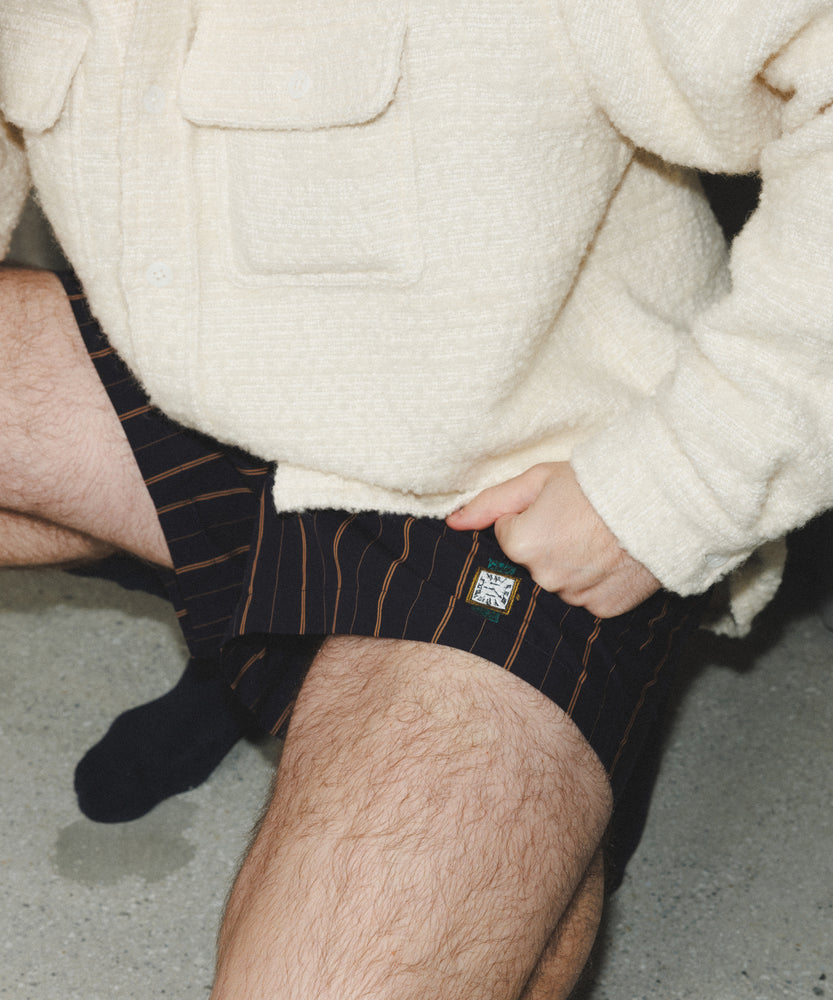 Embroidered "On time" Cotton Boxer Shorts by INIGO STUDIO