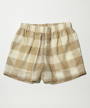 Summer Block Check Lace shorts - Golden Dune（Beige × Ivory）