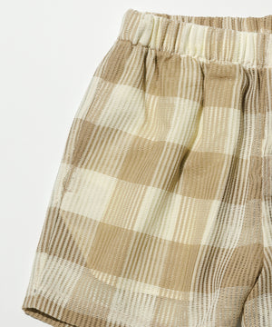 Summer Block Check Lace shorts - Golden Dune（Beige × Ivory）