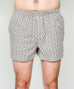 Cotton Embroidered Boxer Shorts - Rosemary Gray