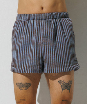 Sparkle Summer Knit Shorts - Ice blue & Brown