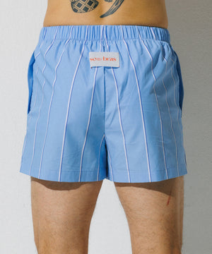 【Pre-order item】Cotton Boxer Shorts Blue - Alternate Stripe in Navy