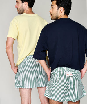 Cotton Boxer Shorts - Green Stripes