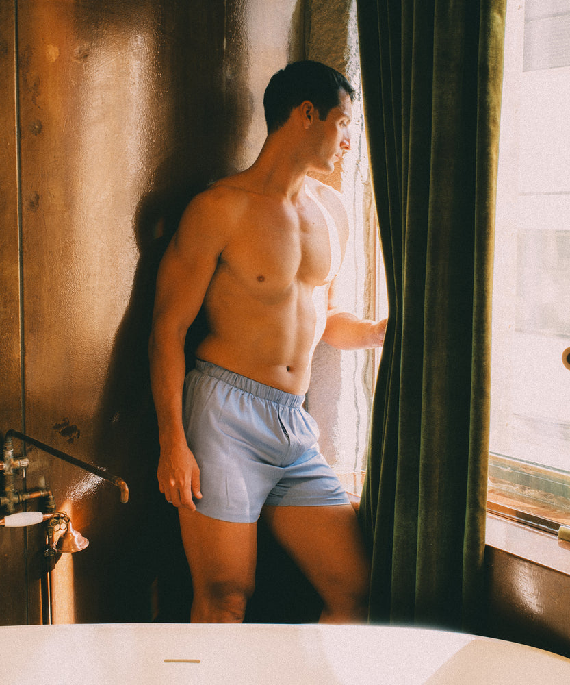 Silk-like Boxer Shorts - Athens Blue