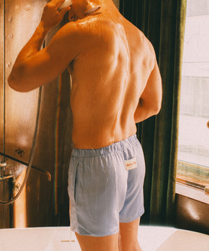 Silk-like Boxer Shorts - Athens Blue