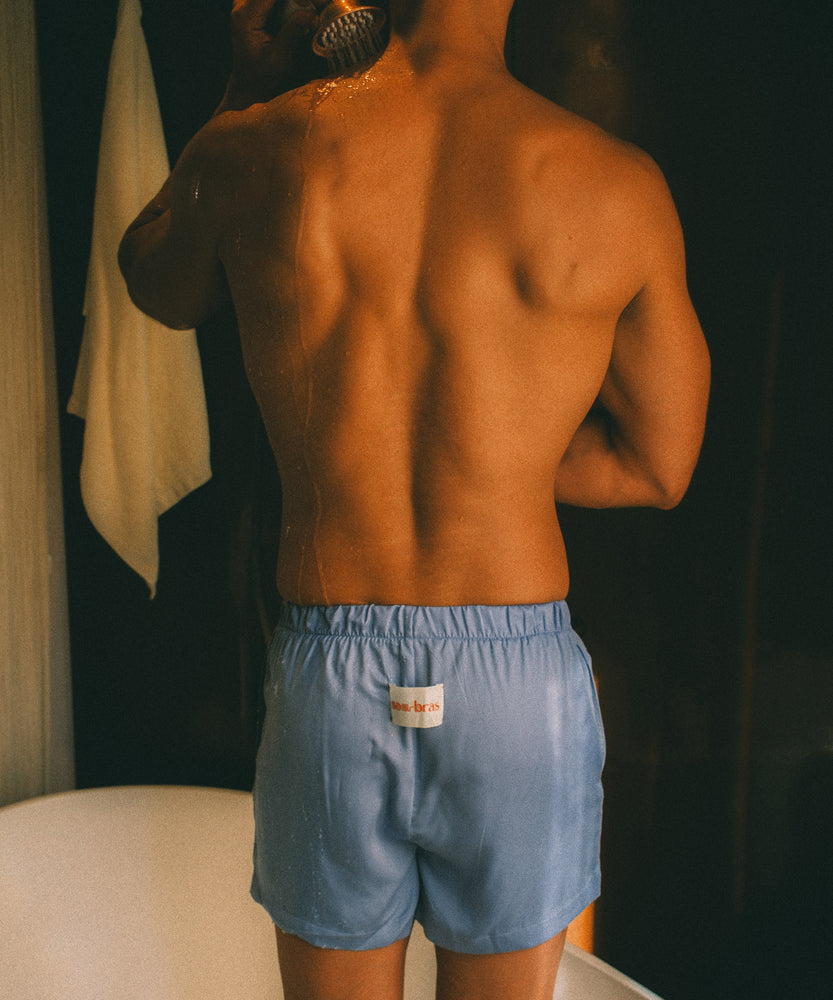 Silk-like Boxer Shorts - Athens Blue